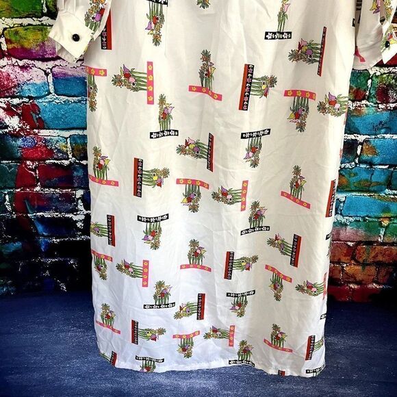 Vintage Herbert Levy Floral Print Button Down House Coat Dress XL - Picture 11 of 14